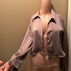 Stunning Zara Satin Beige Crop Jacket